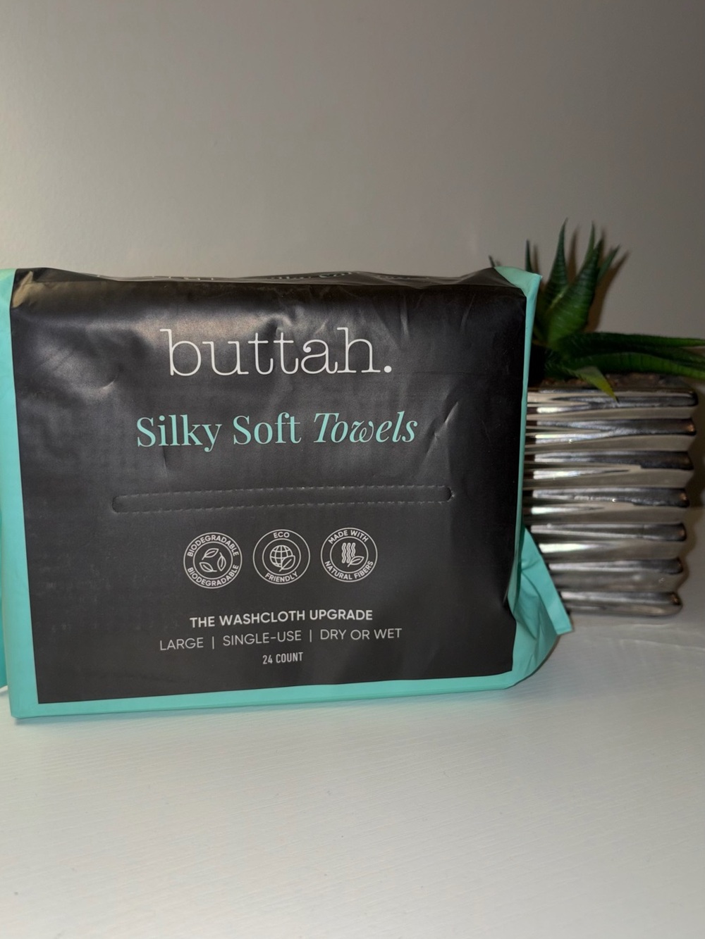 Buttah Silky Soft Towels Washcloths - Aqua (24 Count)